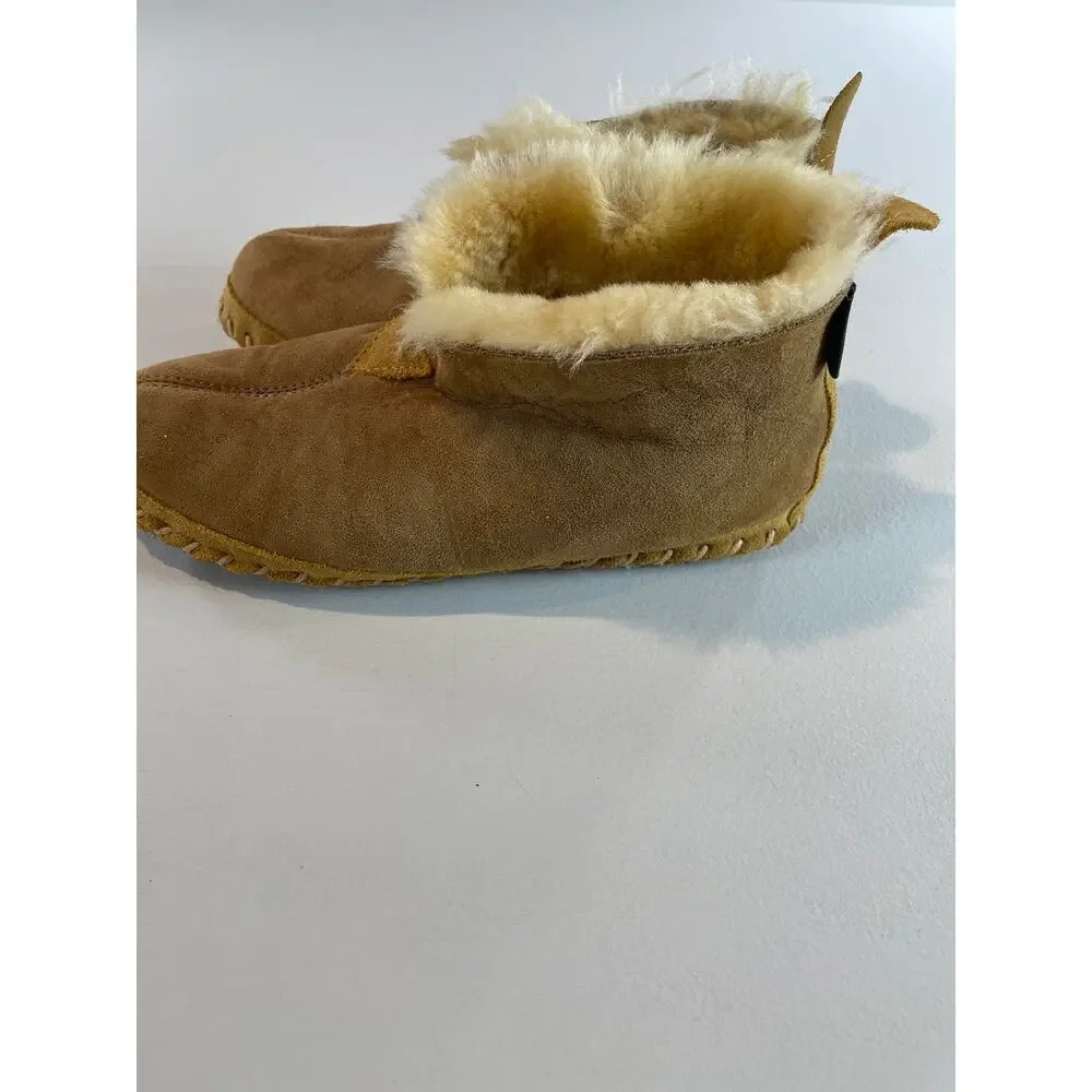 LL Bean Wicked Good Slippers Mens Size 8 Suede Shearling Lined Leather Sole